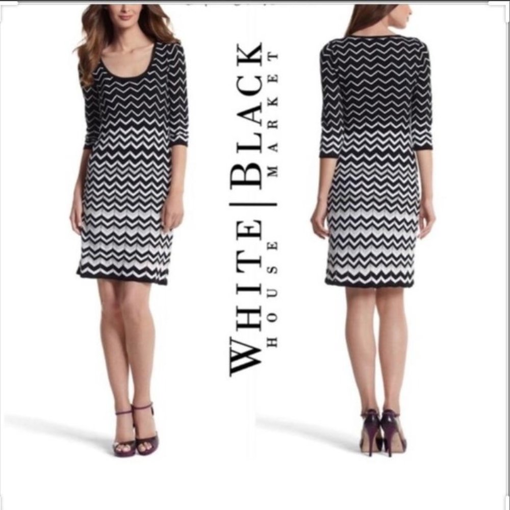 White House Black Market Chevron Knit Dress Size M